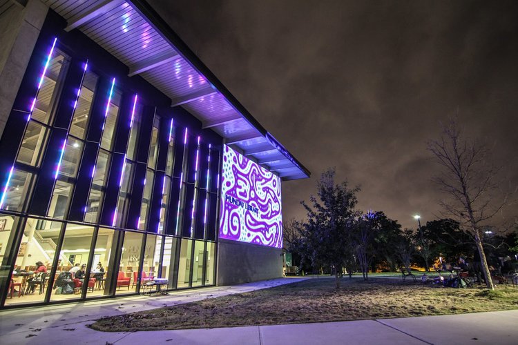 Interior of Munday Library in South Austin